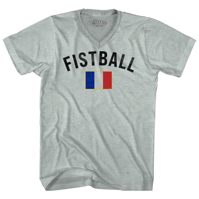 France Fistball Country Flag Adult Tri-Blend V-neck T-shirt - Athletic Cool Grey