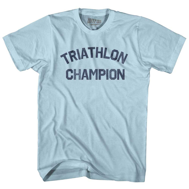 Triathlon Champion Adult Cotton T-shirt - Light Blue