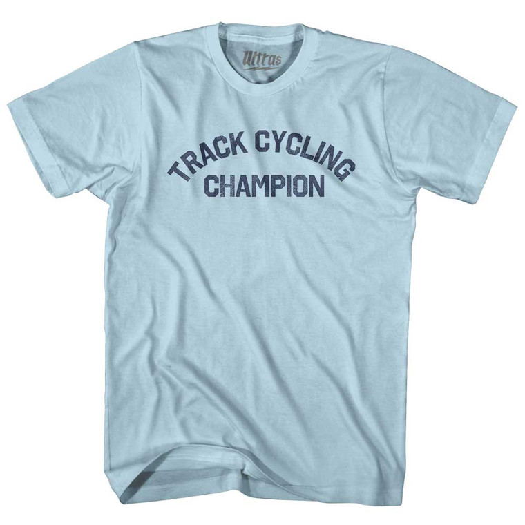 Track Cycling Champion Adult Cotton T-shirt - Light Blue