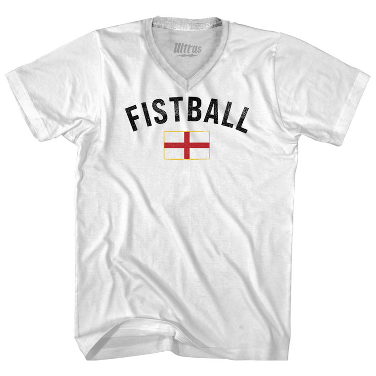 England Fistball Country Flag Adult Tri-Blend V-neck T-shirt - White