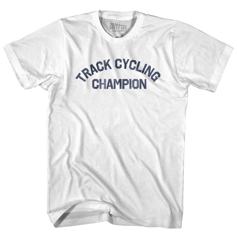 Track Cycling Champion Adult Cotton T-shirt - White