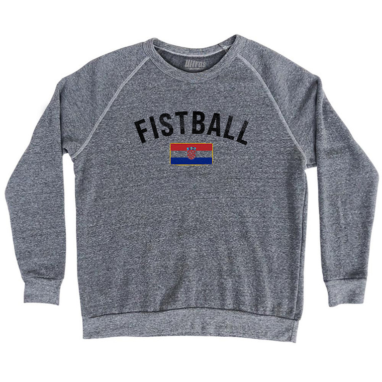 Croatia Fistball Country Flag Adult Tri-Blend Sweatshirt - Athletic Grey