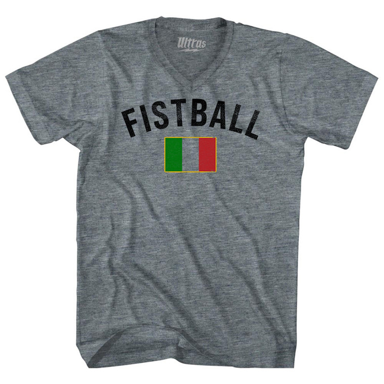Italy Fistball Country Flag Adult Tri-Blend V-neck T-shirt - Athletic Grey