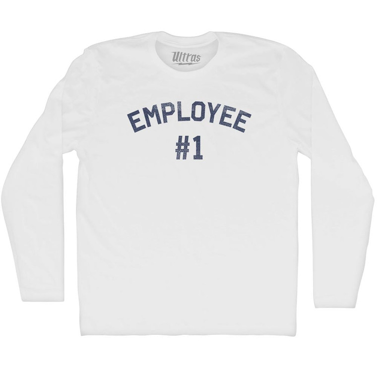 Employee Custom Number Adult Cotton Long Sleeve T-shirt - White