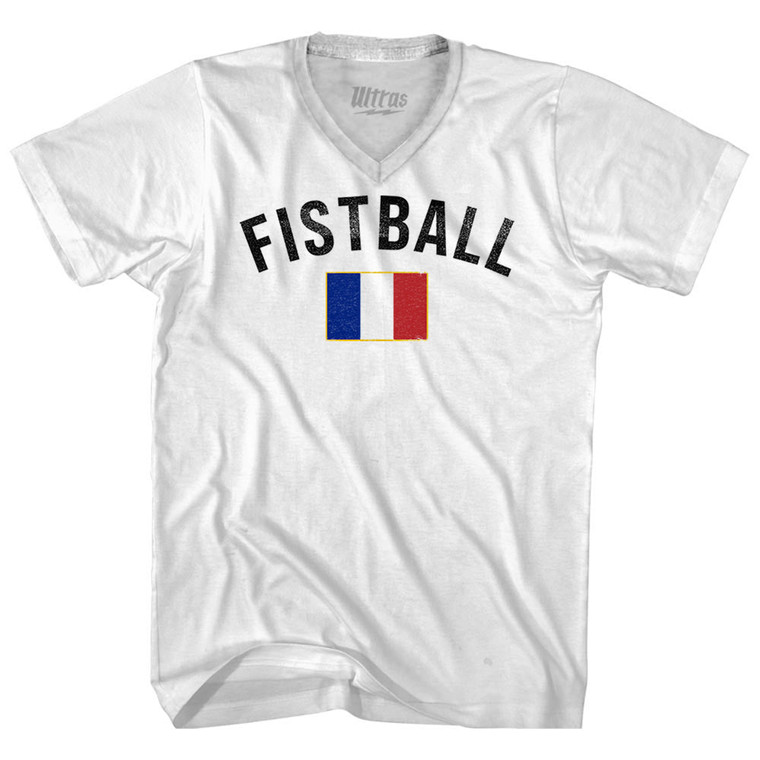 France Fistball Country Flag Adult Tri-Blend V-neck T-shirt - White