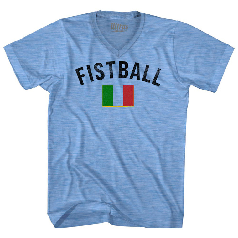 Italy Fistball Country Flag Adult Tri-Blend V-neck T-shirt - Athletic Blue