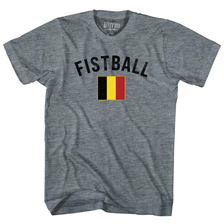 Belgium Fistball Country Flag Adult Tri-Blend T-shirt - Athletic Grey