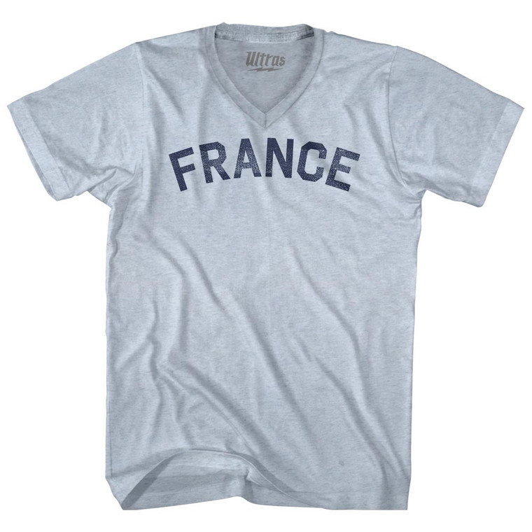 France Adult Tri-Blend V-neck T-shirt - Athletic White