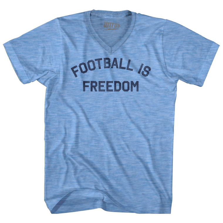 Football Is Freedom Adult Tri-Blend V-neck T-shirt - Athletic Blue