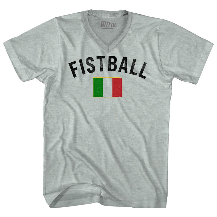 Italy Fistball Country Flag Adult Tri-Blend V-neck T-shirt - Athletic Cool Grey