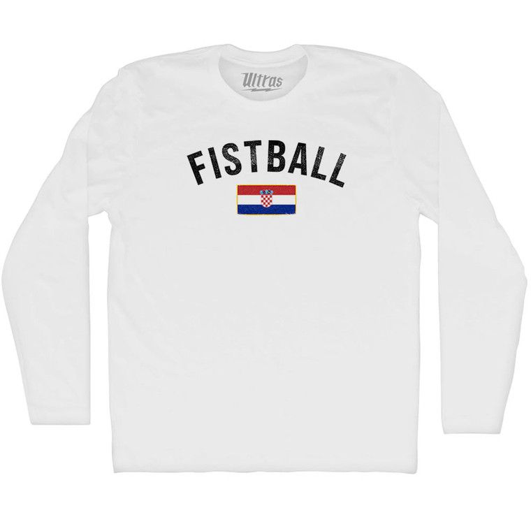 Croatia Fistball Country Flag Adult Cotton Long Sleeve T-shirt - White