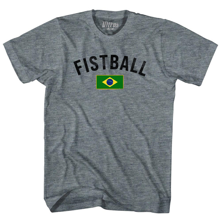 Brazil Fistball Country Flag Adult Tri-Blend T-shirt - Athletic Grey