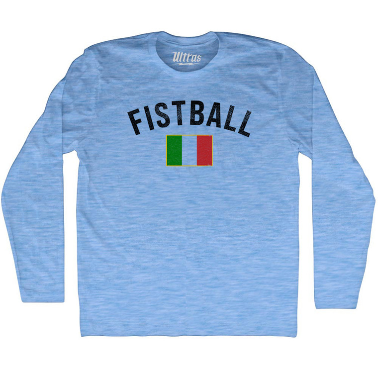 Italy Fistball Country Flag Adult Tri-Blend Long Sleeve T-shirt - Athletic Blue