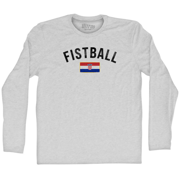 Croatia Fistball Country Flag Adult Cotton Long Sleeve T-shirt - Grey Heather