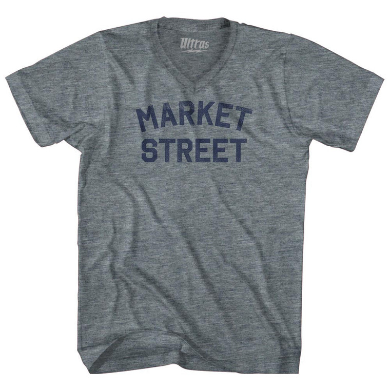 Market Street Adult Tri-Blend V-neck T-shirt - Athletic Grey