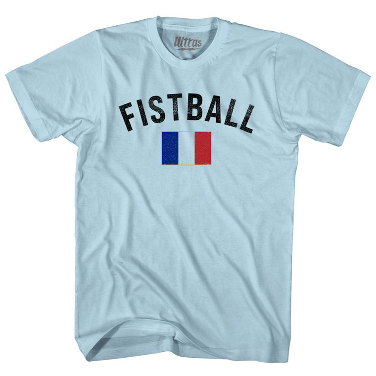 France Fistball Country Flag Adult Cotton T-shirt - Light Blue