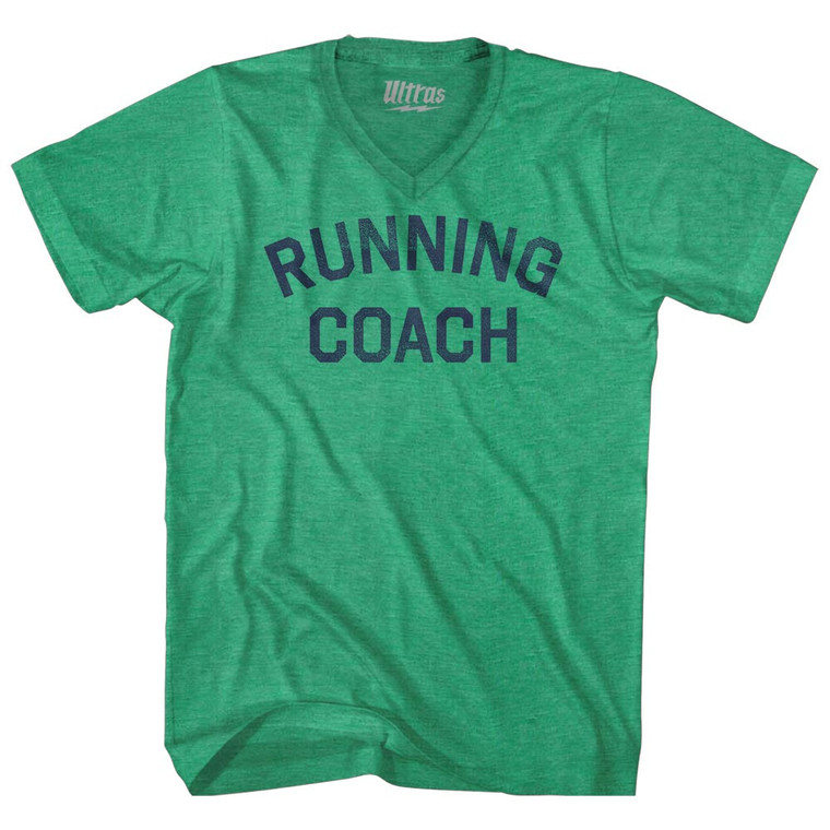 Running Coach Adult Tri-Blend V-neck T-shirt - Athletic Green