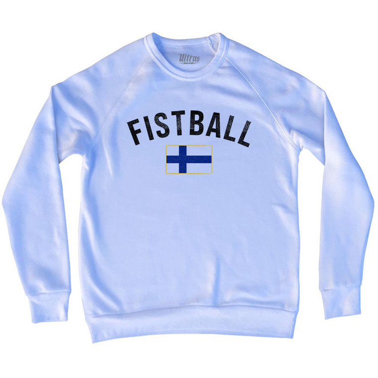 Finland Fistball Country Flag Adult Tri-Blend Sweatshirt - White