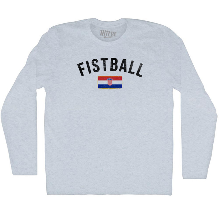 Croatia Fistball Country Flag Adult Tri-Blend Long Sleeve T-shirt - Athletic White