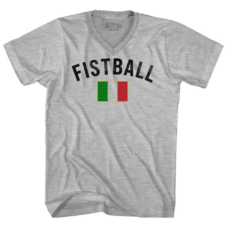 Italy Fistball Country Flag Adult Cotton V-neck T-shirt - Grey Heather