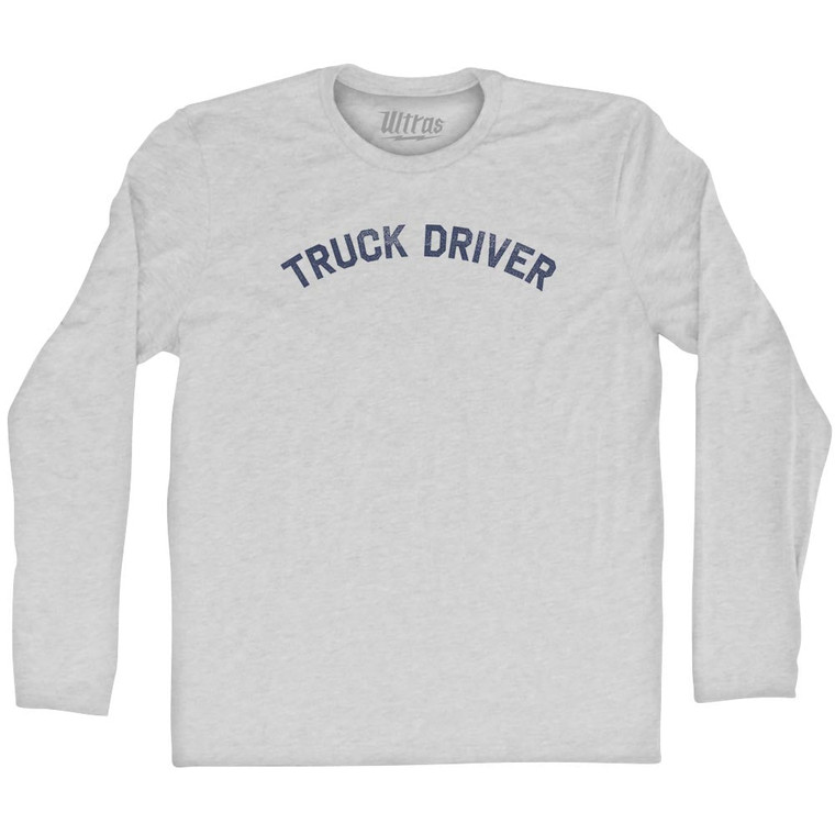 Truck Driver Adult Cotton Long Sleeve T-shirt - Grey Heather