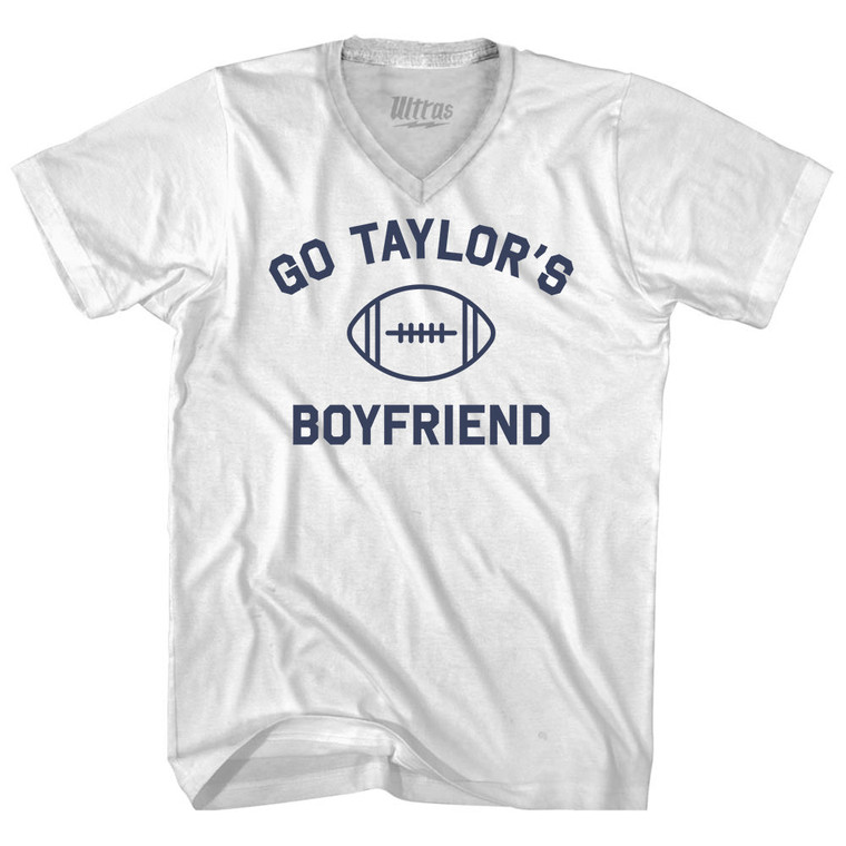 Go Taylor's Boyfriend Adult Tri-Blend V-neck T-shirt - White