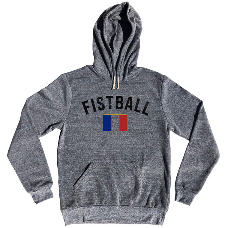 France Fistball Country Flag Tri-Blend Hoodie - Athletic Grey