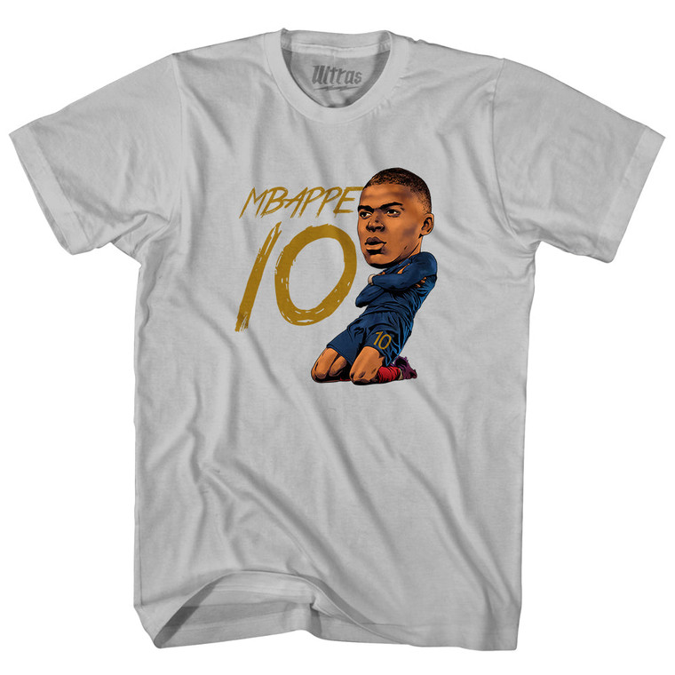 Mbappe France 10 Big Head Adult Cotton T-shirt - Cool Grey