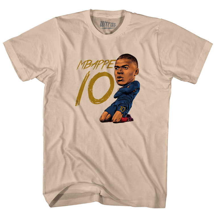 Mbappe France 10 Big Head Adult Cotton T-shirt - Creme