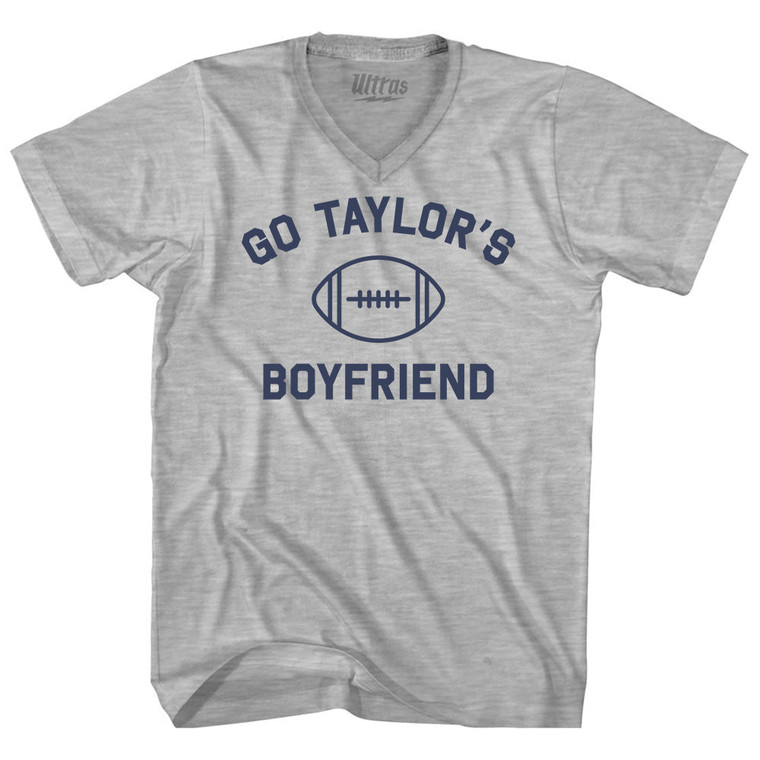 Go Taylor's Boyfriend Adult Cotton V-neck T-shirt - Grey Heather