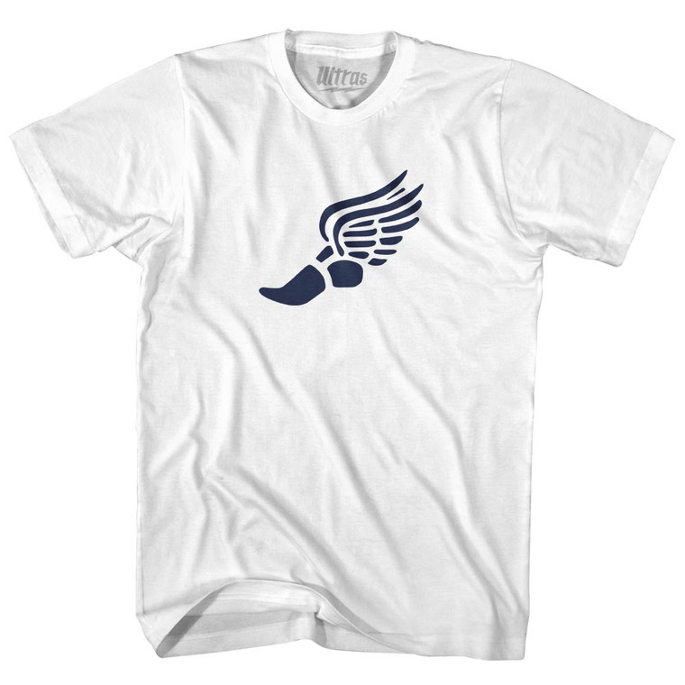 Running Winged Foot Womens Cotton Junior Cut T-Shirt - White Running Winged Foot Womens Cotton Junior Cut T-Shirt - White