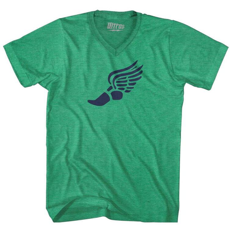 Running Winged Foot Adult Tri-Blend V-neck T-shirt - Athletic Green Running Winged Foot Adult Tri-Blend V-neck T-shirt - Athletic Green