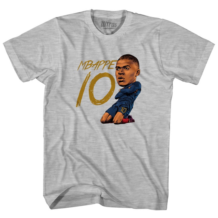 Mbappe France 10 Big Head Adult Cotton T-shirt - Grey Heather