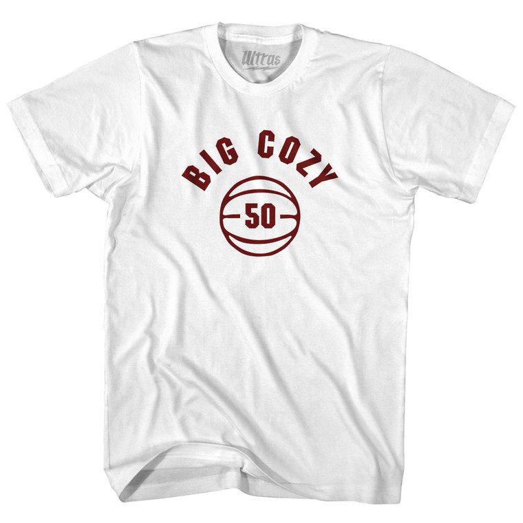 Big Cozy 50 Basketball Adult Cotton T-shirt - White