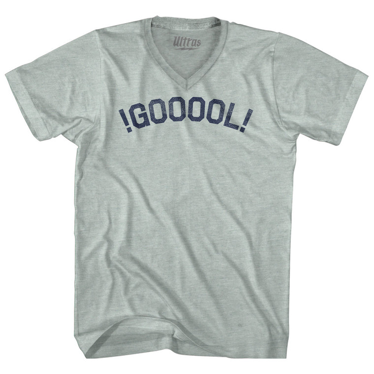 !GOOOOL! Soccer Adult Tri-Blend V-neck T-shirt - Athletic Cool Grey