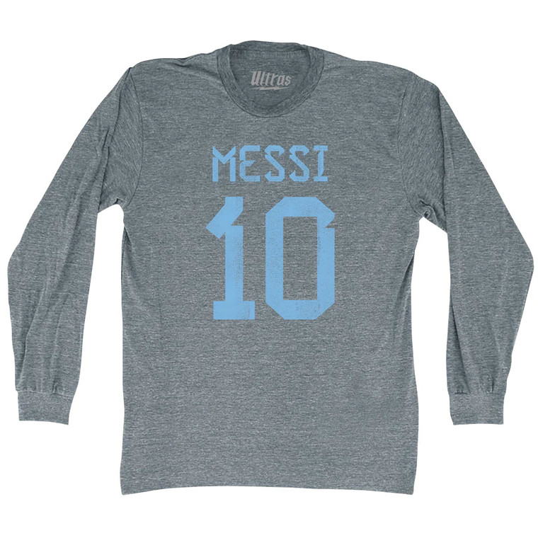 Messi 10 Legend World Cup Adult Tri-Blend Long Sleeve T-shirt - Athletic Grey