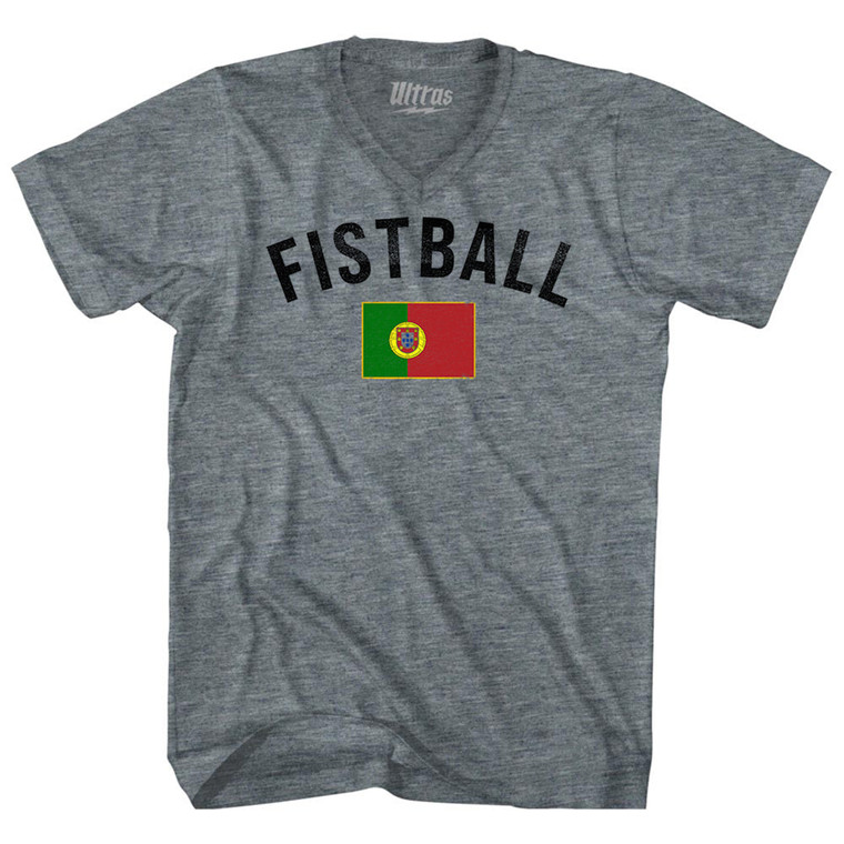 Portugal Fistball Country Flag Tri-Blend V-neck Womens Junior Cut T-shirt - Athletic Grey