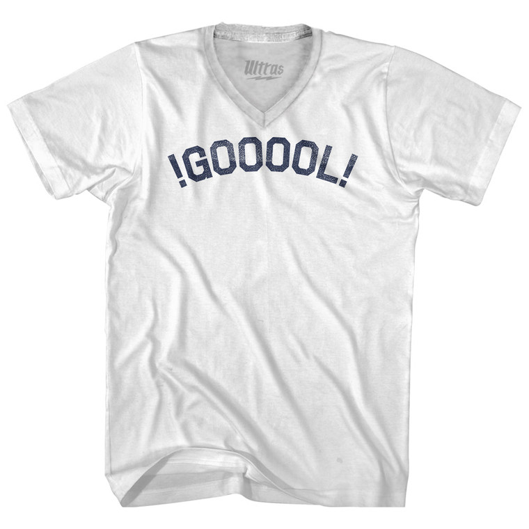 !GOOOOL! Soccer Adult Tri-Blend V-neck T-shirt - White