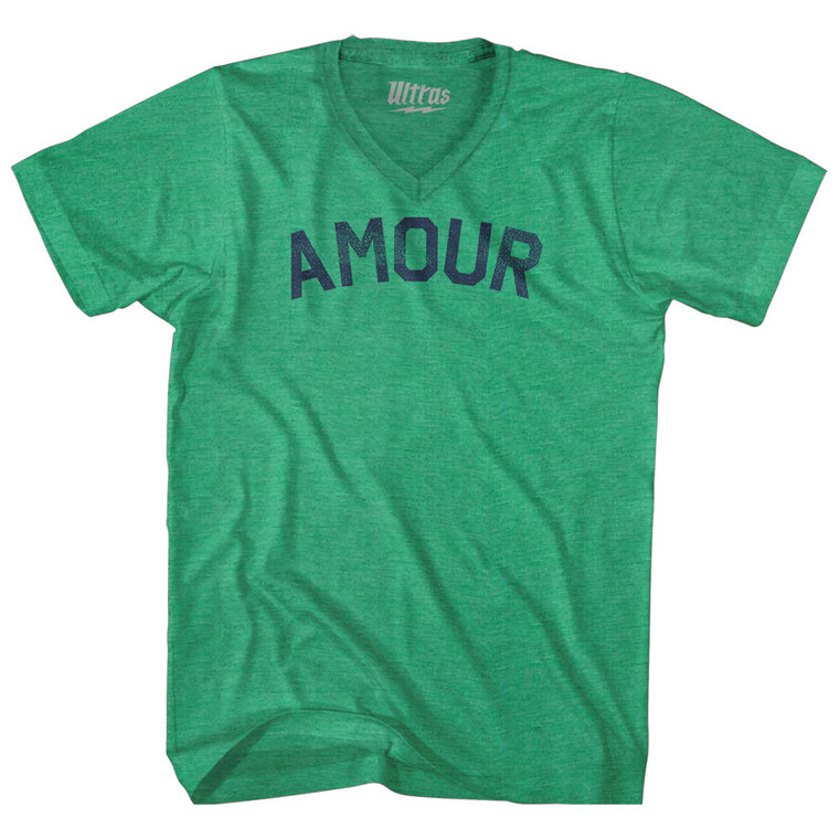 Amour Adult Tri-Blend V-neck T-shirt - Athletic Green