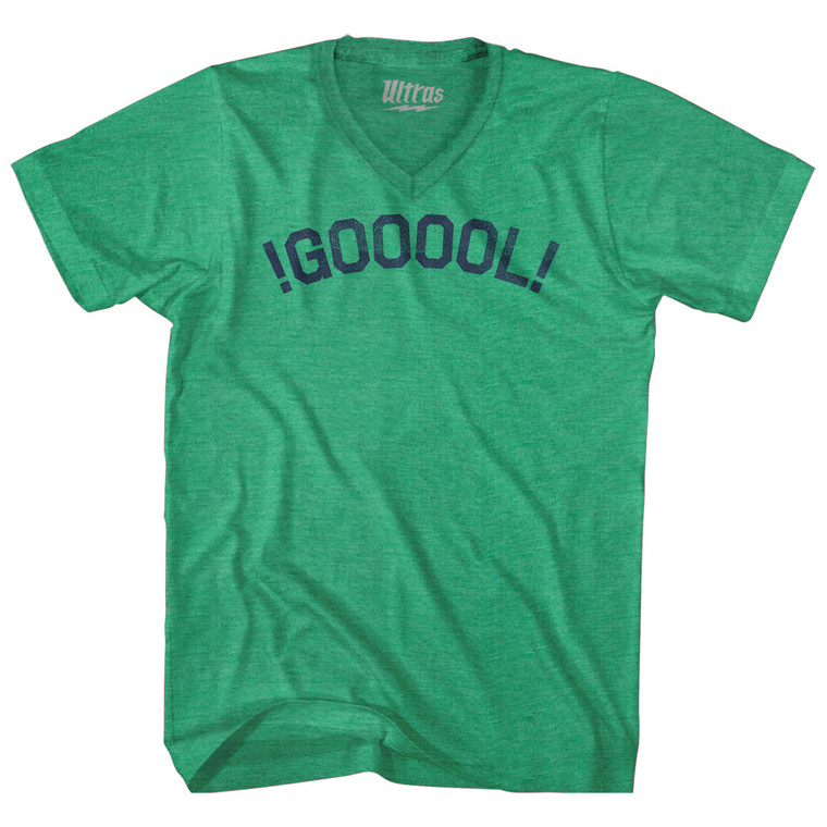 !GOOOOL! Soccer Adult Tri-Blend V-neck T-shirt - Athletic Green