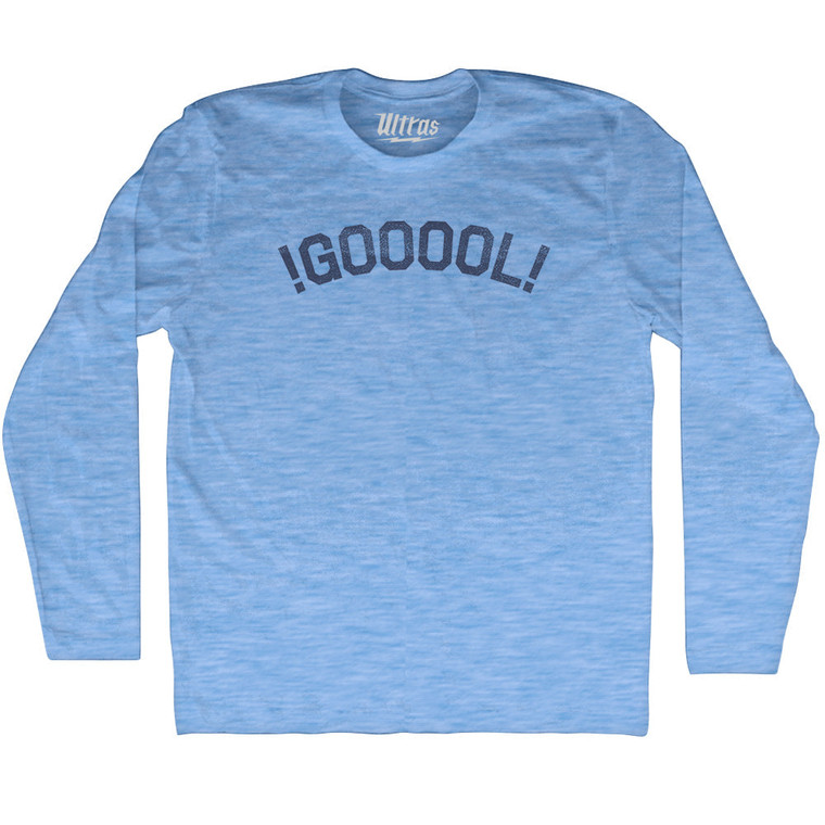 !GOOOOL! Soccer Adult Tri-Blend Long Sleeve T-shirt - Athletic Blue