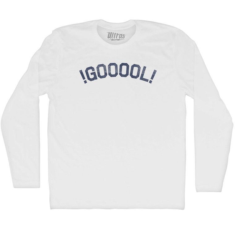 !GOOOOL! Soccer Adult Cotton Long Sleeve T-shirt - White