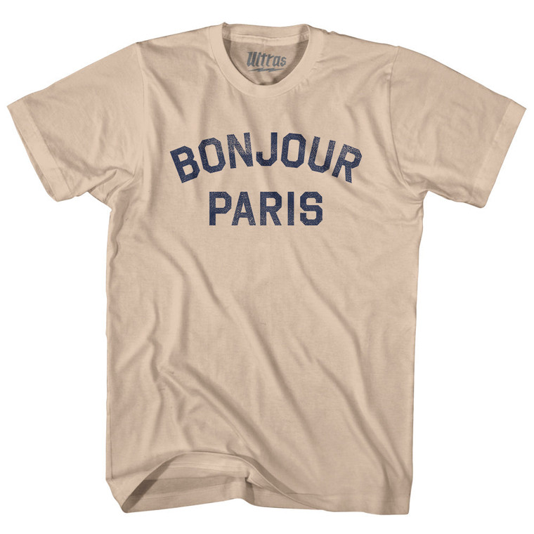 Bonjour Paris Adult Cotton T-shirt - Creme