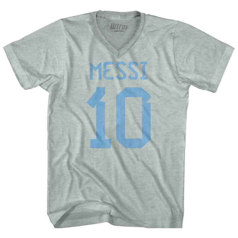 Messi 10 Legend World Cup Adult Tri-Blend V-neck T-shirt - Athletic Cool Grey