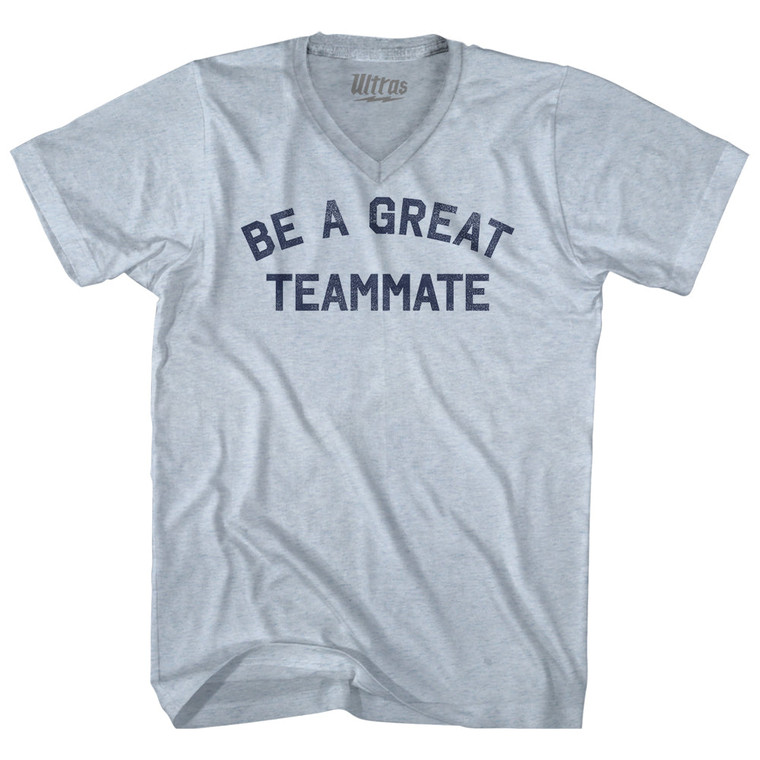 Be A Great Teammate Adult Tri-Blend V-neck T-shirt - Athletic White