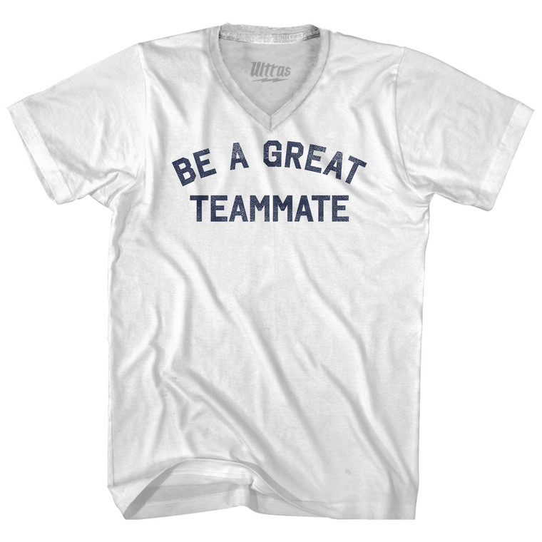 Be A Great Teammate Adult Tri-Blend V-neck T-shirt - White