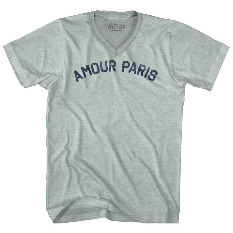 Amour Paris Adult Tri-Blend V-neck T-shirt - Athletic Cool Grey