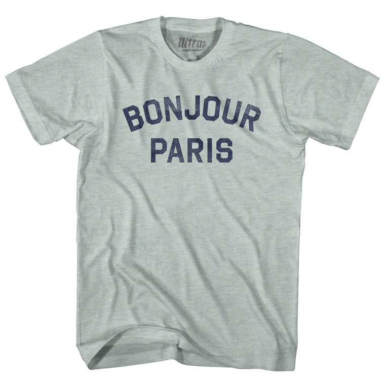 Bonjour Paris Adult Tri-Blend T-shirt - Athletic Cool Grey