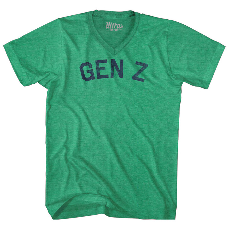 Gen Z Adult Tri-Blend V-neck T-shirt - Athletic Green
