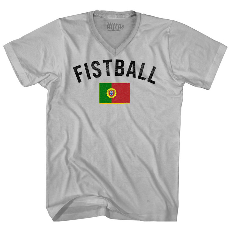 Portugal Fistball Country Flag Adult Tri-Blend V-neck T-shirt - Cool Grey